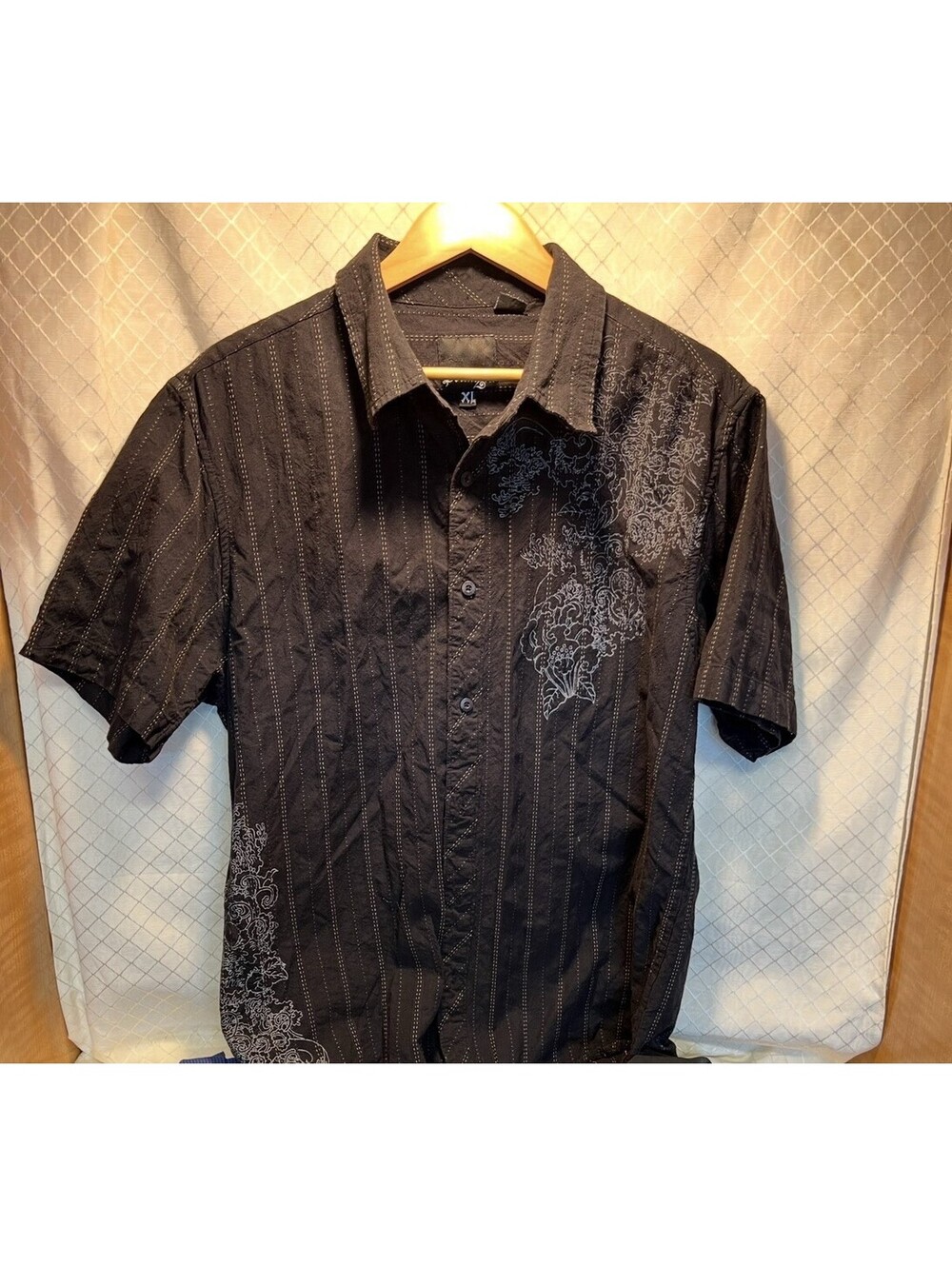 Men’s Point Zero Black Pinstripes Pattern Button Down Sz XL